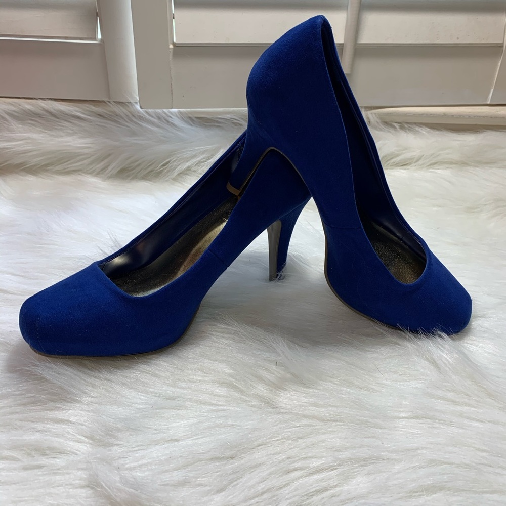 Candies Blue Suede High Heels 7
